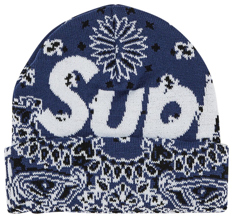 Supreme Bandana Big Logo Beanie Navy