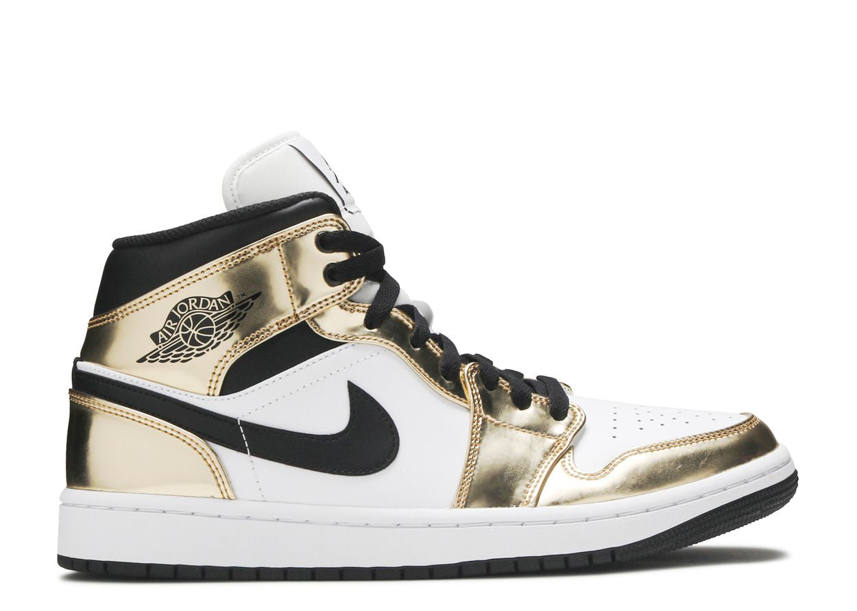 Air Jordan 1 Mid Metallic Gold Black White