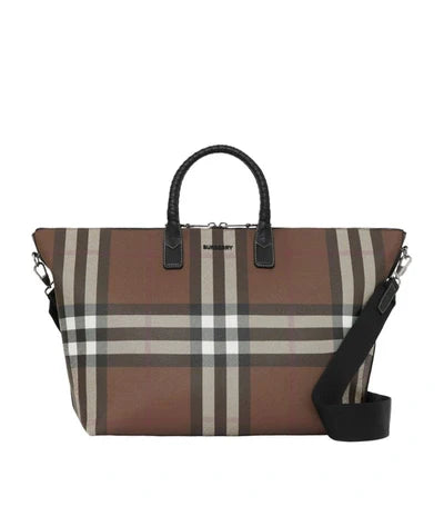 Burberry BB Leather Holdall Tote Dark Birch Brown