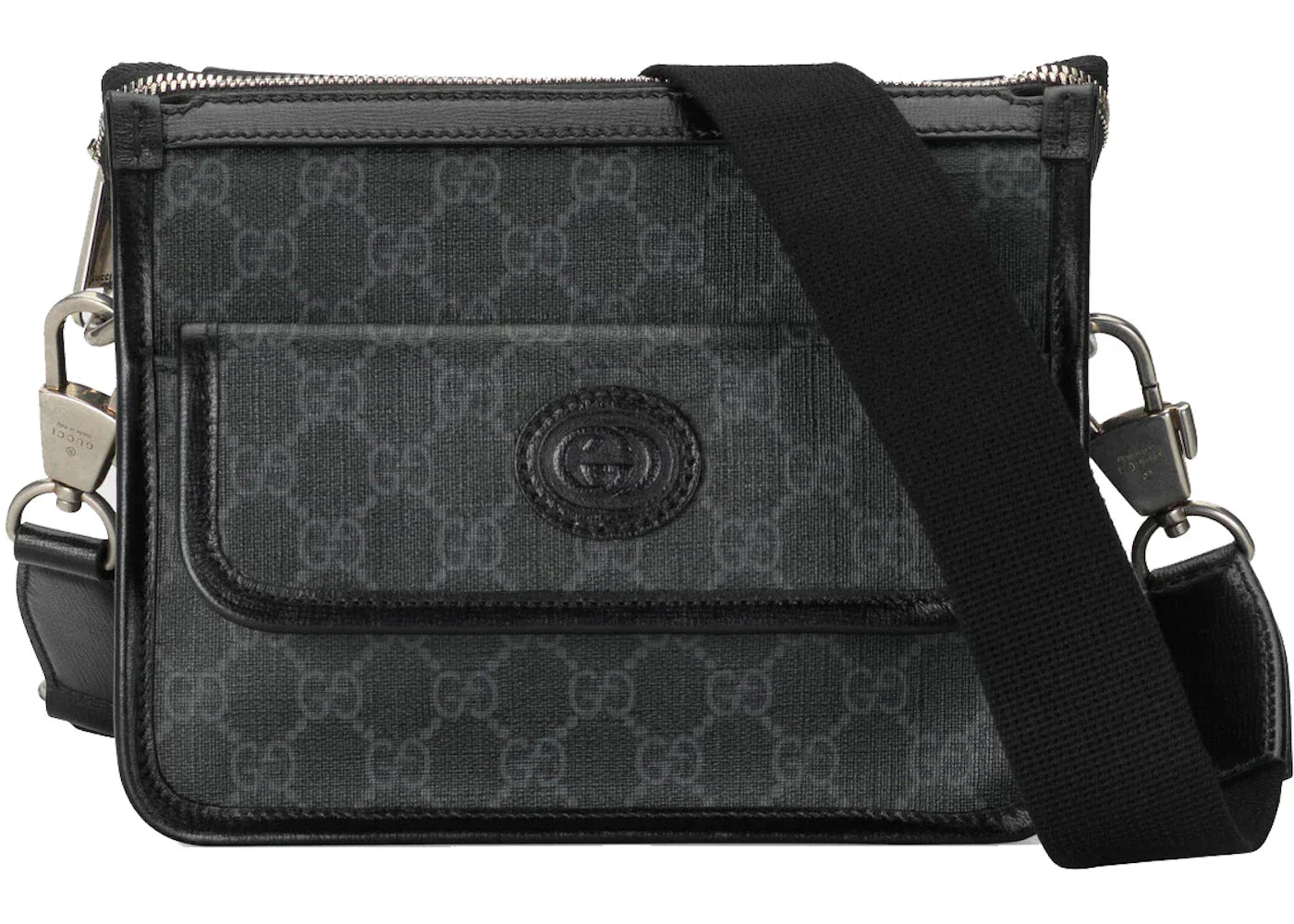 GG Black Messenger Bag With Interlocking G