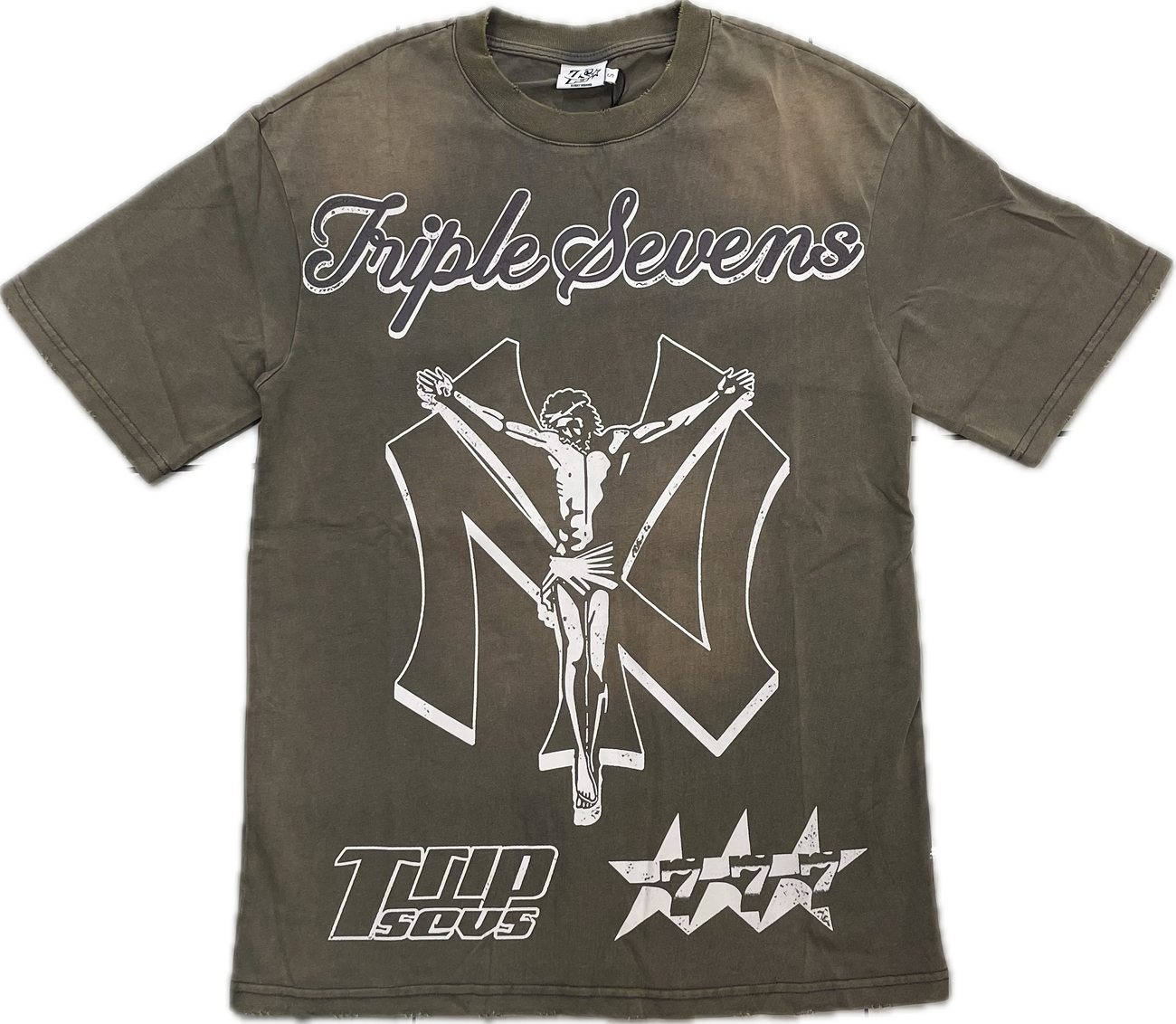 Triple Seven 777 Jesus Tee Olive