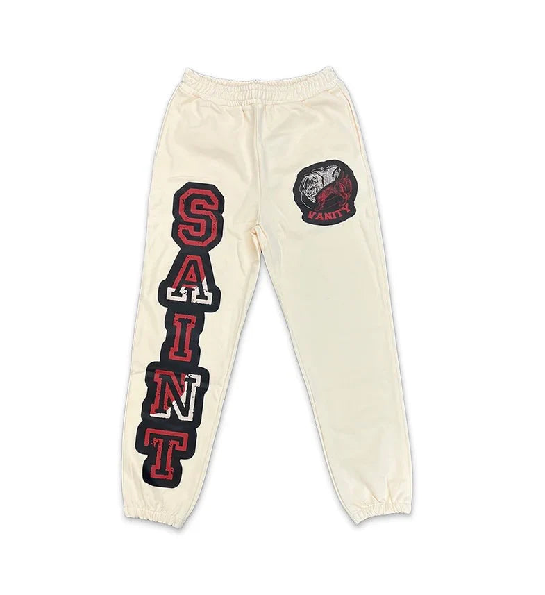 Saint Vanity Logo Sweatpants Cream