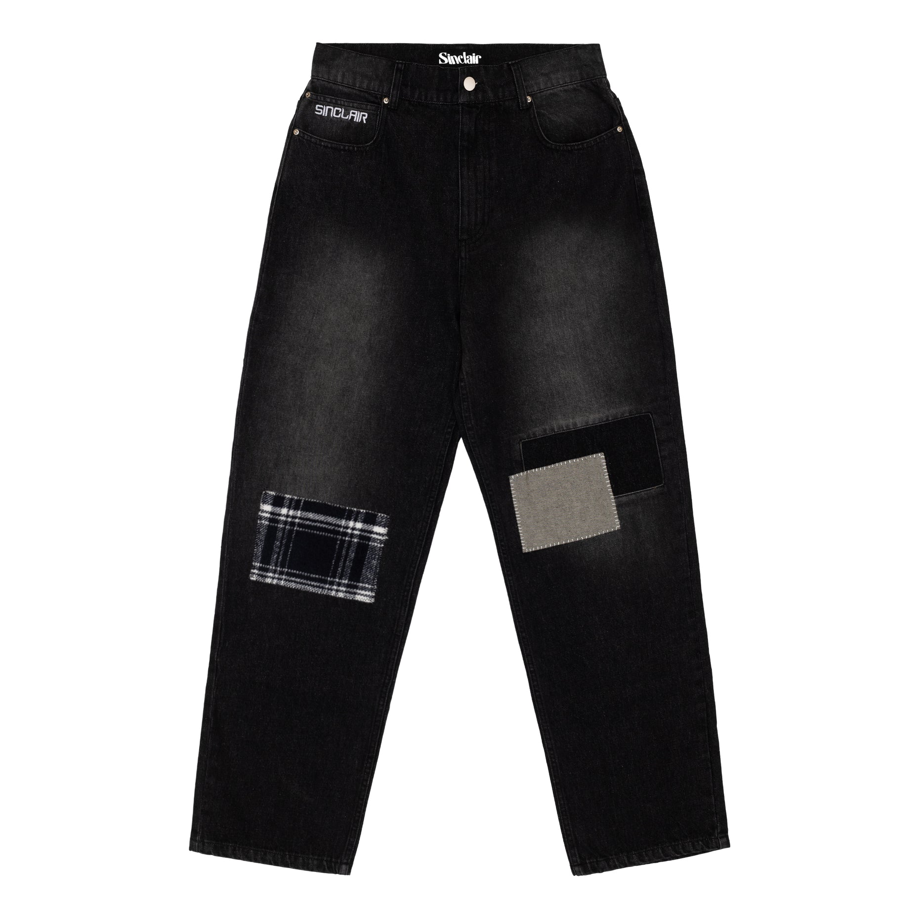 Sinclair Country Patched Denim Jeans Black