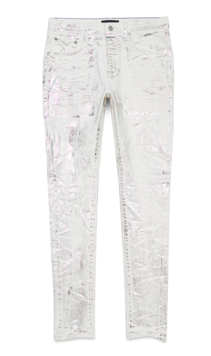 Purple Brand White X Ray Iridescent Wave Foil Jeans