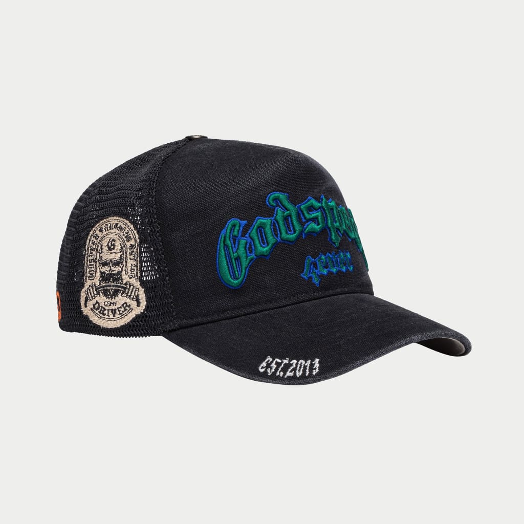 Godspeed Forever Trucker Hat Black Washed/Green