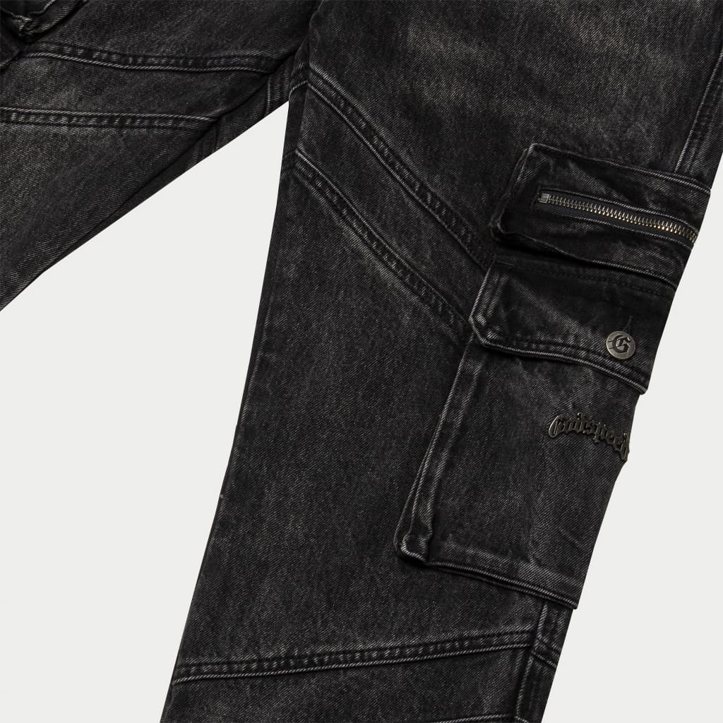 Godspeed Rockstar Flare Cargo Denim (Black Wash)