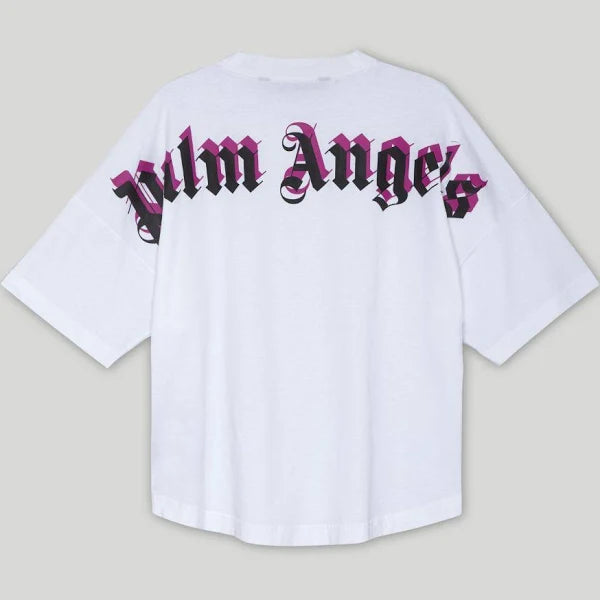 Palm Angels Logo T-shirt White/Fuchsia