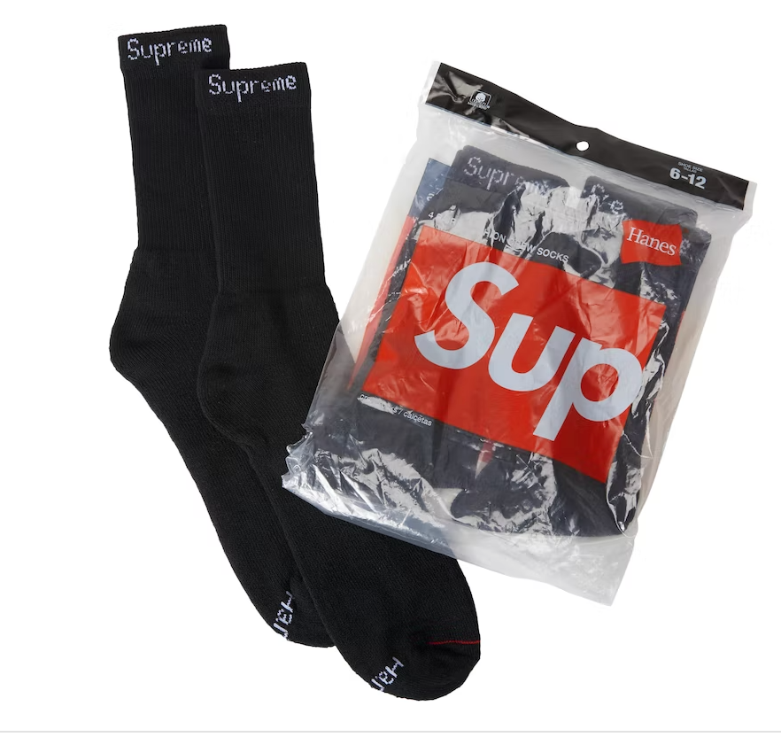 Supreme Hanes Socks (4 Pack) Black